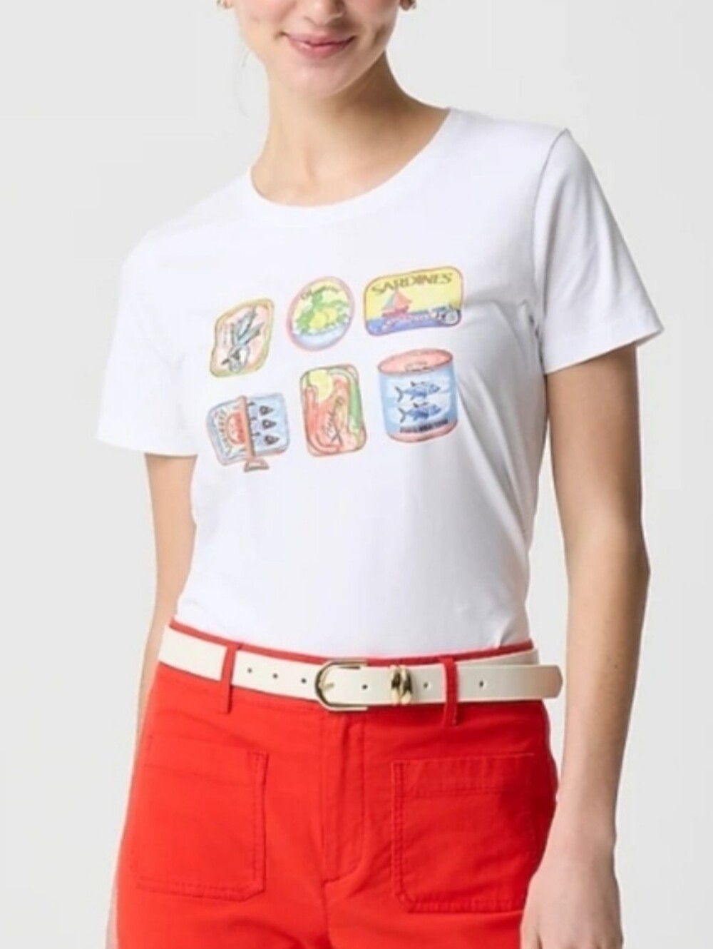 J Crew Factory Tin fish graphic tee CJ062 Size S
